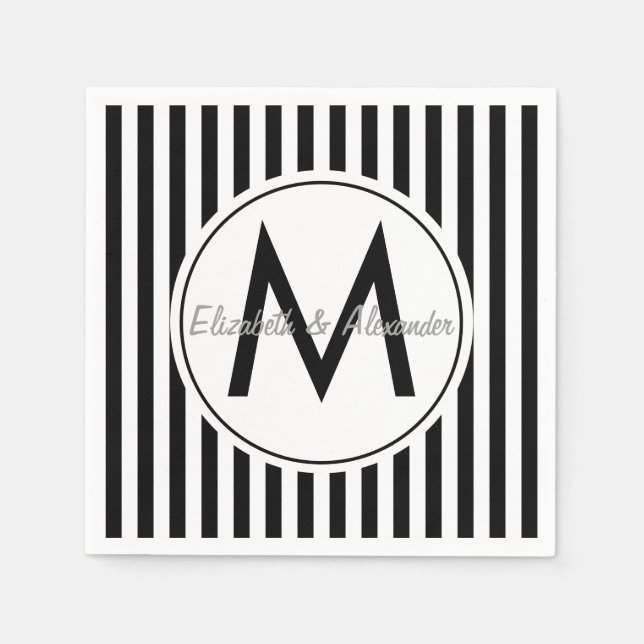 Modern monogrammografisk Anpassningsbar stripe Pappersservett (Framsidan)