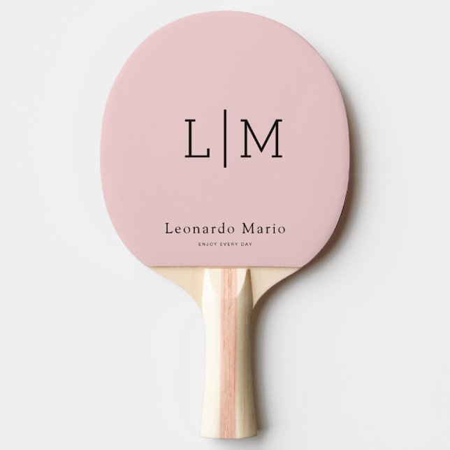 Modern monogramnamn röd gummibaksida pingisracket (Framsidan)