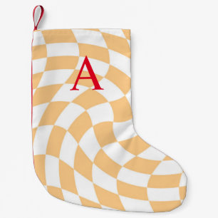 Modern monogrampersika kontrollerad liten julstrumpa