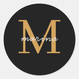 Modern monogrampersonlig runt klistermärke
