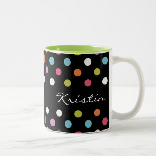 Modern Monogrampolka dots Två-Tonad Mugg