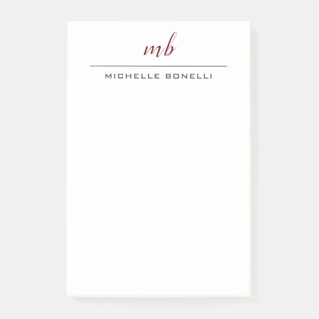 Modern monogramProfessionell - enkel minimal enkel Post-it Block (Framsida)