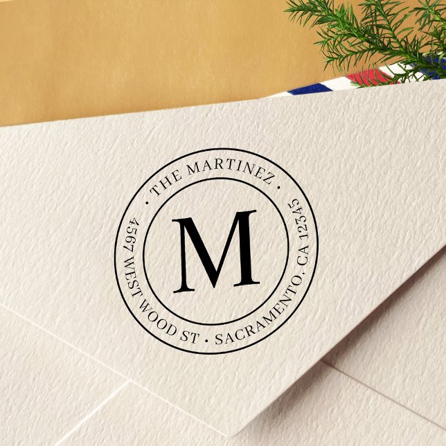 Modern monogramReturadress Självfärgande Stämpel (Skapare uppladdad)