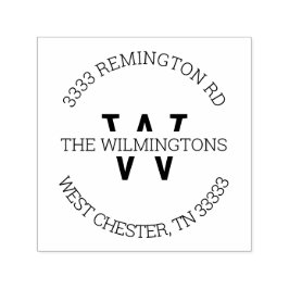 Modern monogramrundad Returadress Självfärgande Stämpel