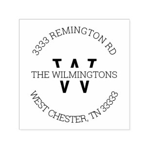 Modern monogramrundad Returadress Självfärgande Stämpel