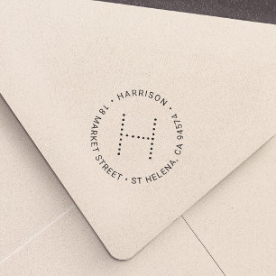 Modern monogramrundad Returadress Självfärgande Stämpel