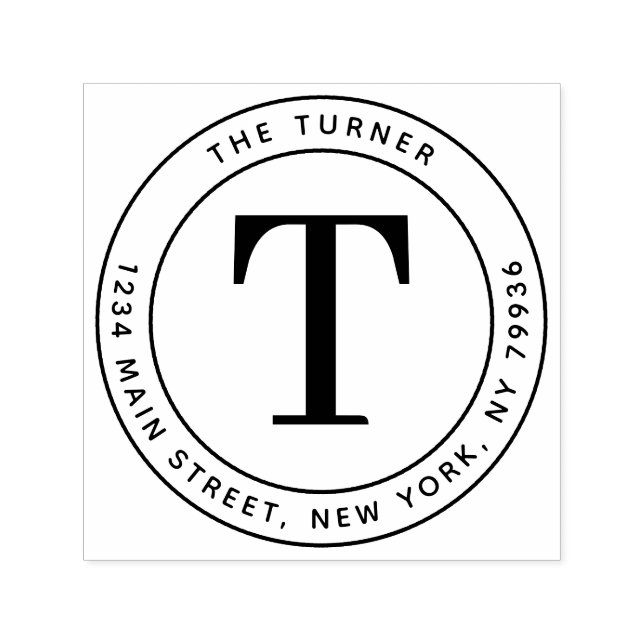 Modern monogramrundad Returadress Självfärgande Stämpel (Design)