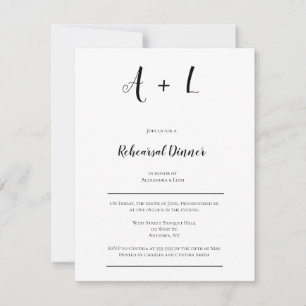 Modern monogramsmiddagsinbjudan inbjudningar