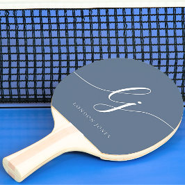 Modern Monogramstil med marinblå monogram Namn, mo Pingisracket