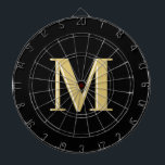 Modern monogramtypografi, svart guld darttavla<br><div class="desc">Modern monogramtypografi,  svart guld</div>
