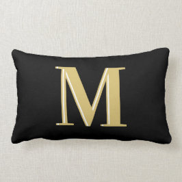 Modern monogramtypografi, svart guld lumbarkudde