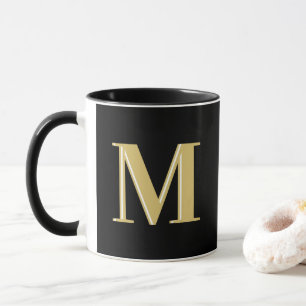 Modern monogramtypografi, svart guld  mugg
