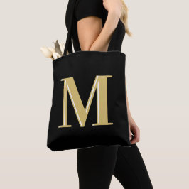 Modern monogramtypografi, svart guld tygkasse