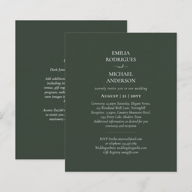 Modern monokrom allt i ett budgeterat Bröllop (Fram/baksida)