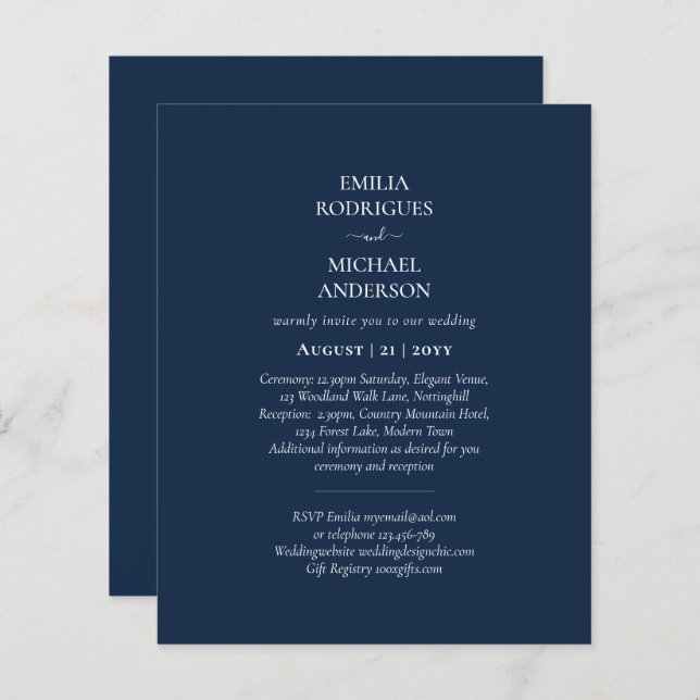 Modern monokrom allt i ett budgeterat Bröllop (Fram/baksida)