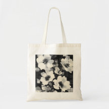 Modern monokrom Blommar Tote