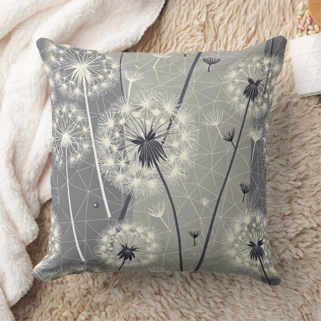Modern monokrom dandelion kudde (Filt)