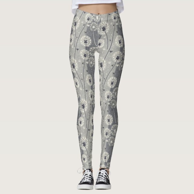 Modern monokrom dandelion leggings (Framsida)