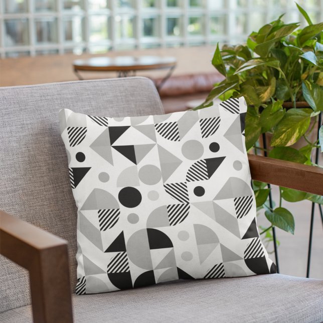 Modern monokrom geometrisk Mönster Kudde (Skapare uppladdad)