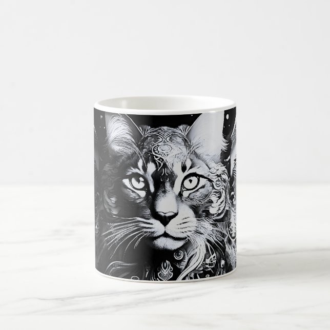 Modern Monokrom Kattkonst Kaffemugg (Center)