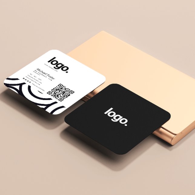 Modern monokrom Professionell QR-kod Fyrkantigt Visitkort (Skapare uppladdad)