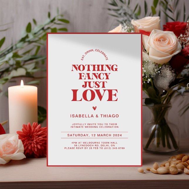 Modern monokrom Rött Inget Tjafs Bara Kärlek Spara Datumet (Skapare uppladdad)