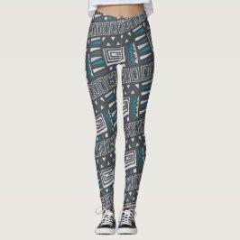 Modern monokrom stamgeometrisk Mönster Leggings
