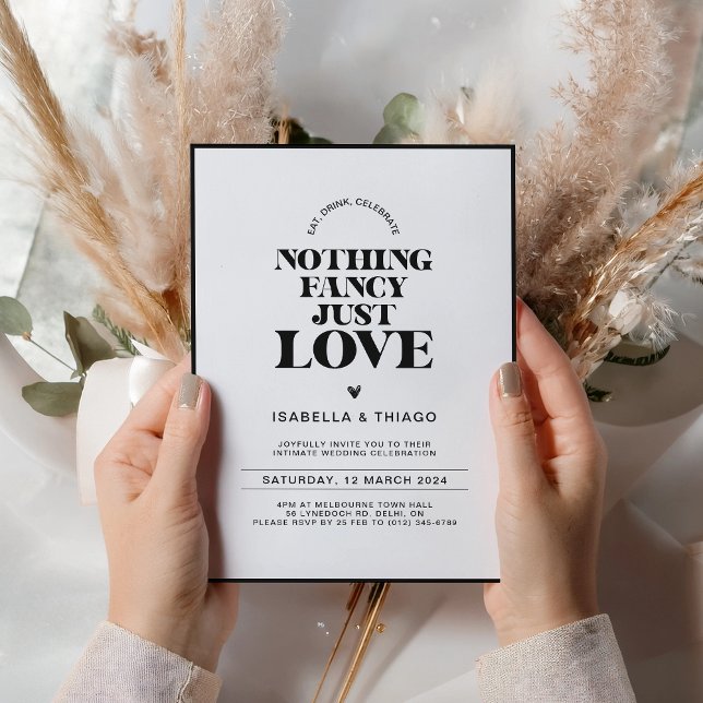 Modern monokrom Svart Inget Tjafs Bara Kärlek Spara Datumet (Skapare uppladdad)