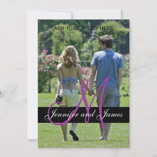 Modern monokulärinbjudningsfoto för Monogram Inbjudningar (Framsida)