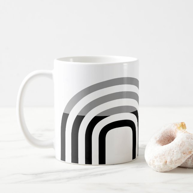 Modern Monotone White Black Initial Mönster Kaffemugg (Med munk)