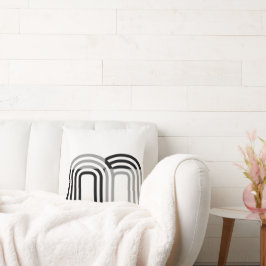 Modern Monotone White Black Initial Mönster Kudde