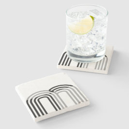 Modern Monotone White Black Initial Mönster Stenunderlägg