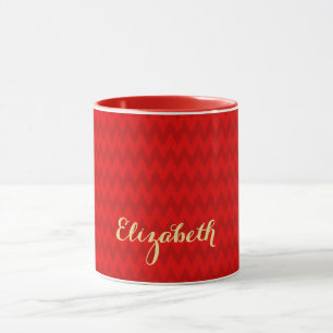 Modern Mönster Anpassningsbar Faux Guld Namn Red Mugg