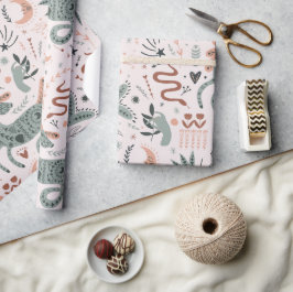 Modern mönster för födelsedagspresent för Rosa Presentpapper