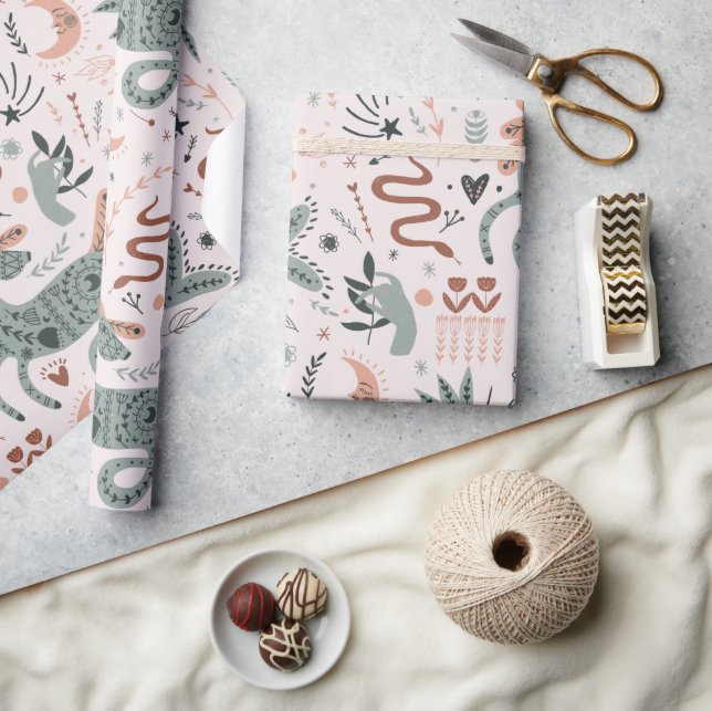 Modern mönster för födelsedagspresent för Rosa Presentpapper (Hantverk)