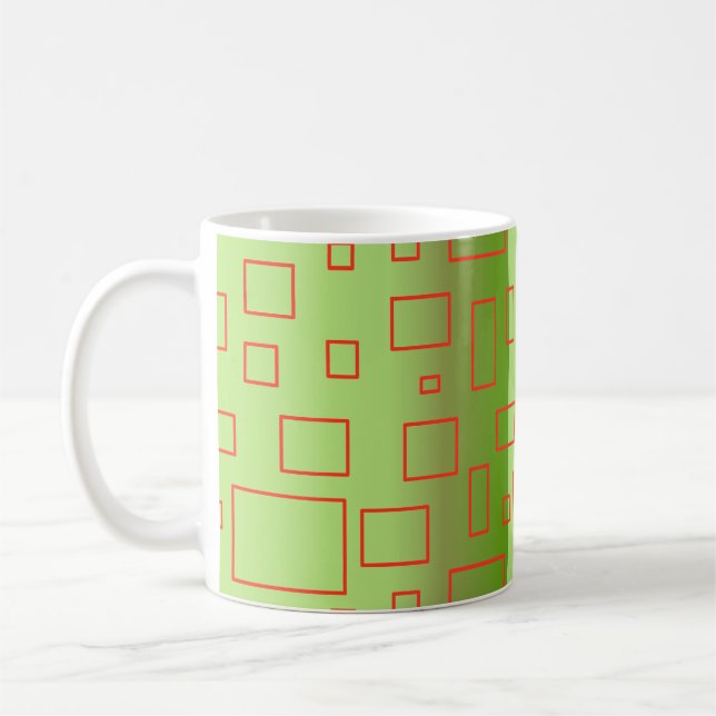 Modern Mönster Grönt Geometric Design Mugg (Vänster)