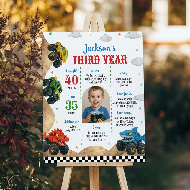 Modern Monster Lastbil Barns födelsedag Milestone  Poster (Skapare uppladdad)