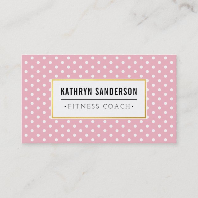 MODERN MÖNSTER logotyp guld polka punkt rosa vit Visitkort (Framsida)