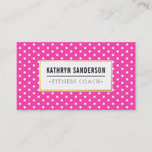MODERN MÖNSTER logotyp-polka, punktvit shock rosa Visitkort
