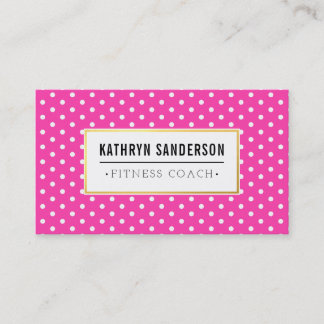 MODERN MÖNSTER logotyp-polka, punktvit shock rosa Visitkort