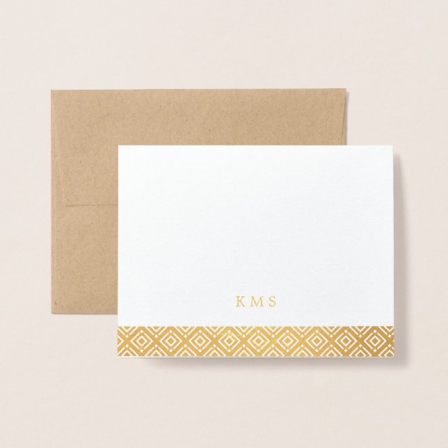 Modern Mönster Monogram-anteckningskort Folierat Kort (Framsida med kuvert)