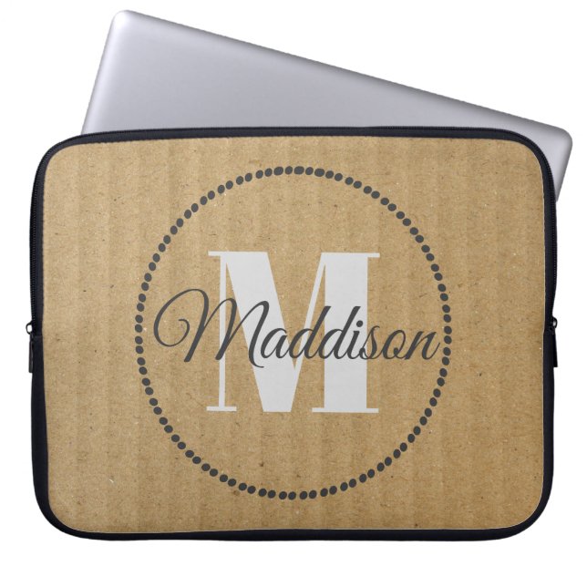 Modern Mönster Monogram ditt namn Kraft Pappert Laptop Fodral (Framsidan)