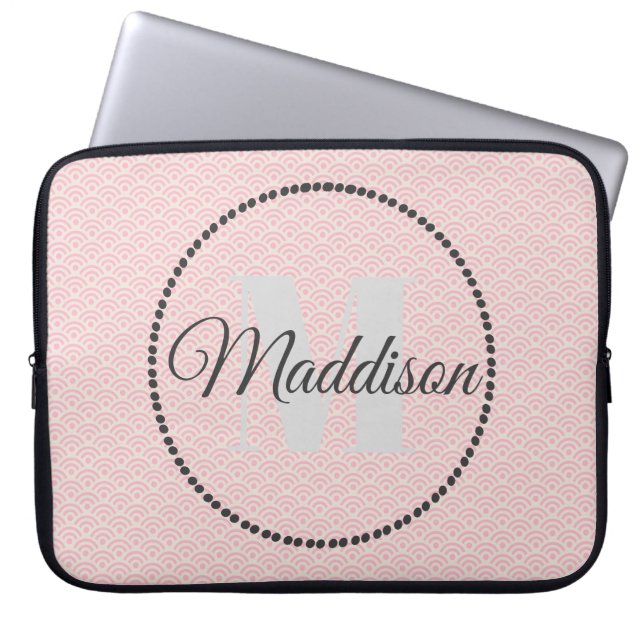 Modern Mönster Monogram - Rosan för ditt namn anpa Laptop Fodral (Framsidan)