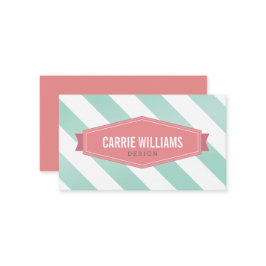 MODERN MÖNSTER-strimmig korallretro logotyp mynta Visitkort