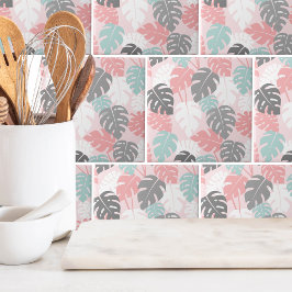 Modern Monstera Löv Mönster Tropical Kakelplatta