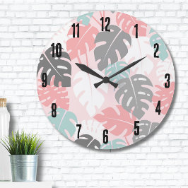 Modern Monstera Tropical Mönster Stor Klocka