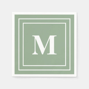 Modern Mönstergrön Monogram Pappersservett