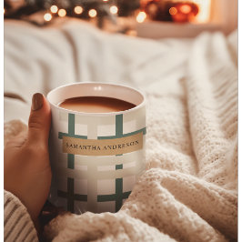 Modern montauk Grid Grönt & Beige Kaffemugg