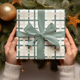 Modern montauk Grid Grönt & Beige Presentpapper