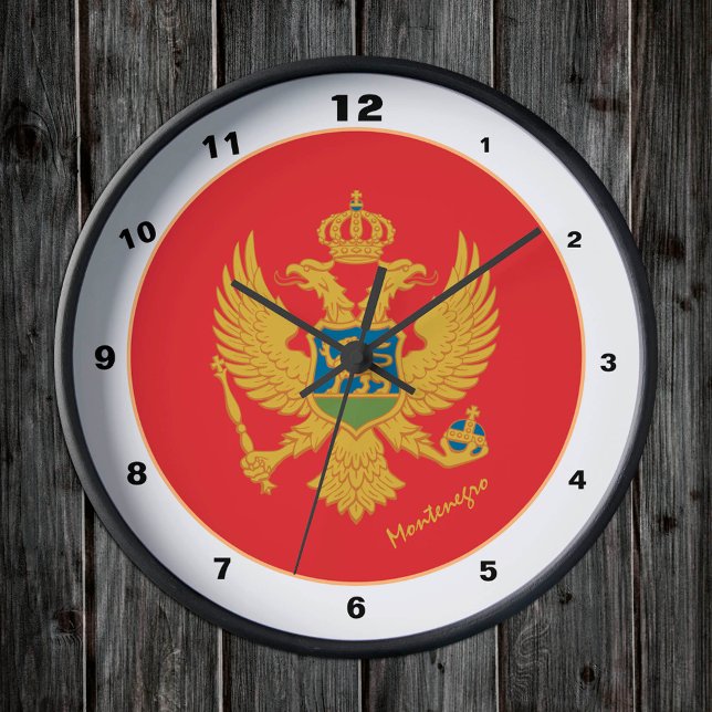 Modern montenegrinsk Flagga, montenegrinsk hemmade Rund Klocka (Skapare uppladdad)